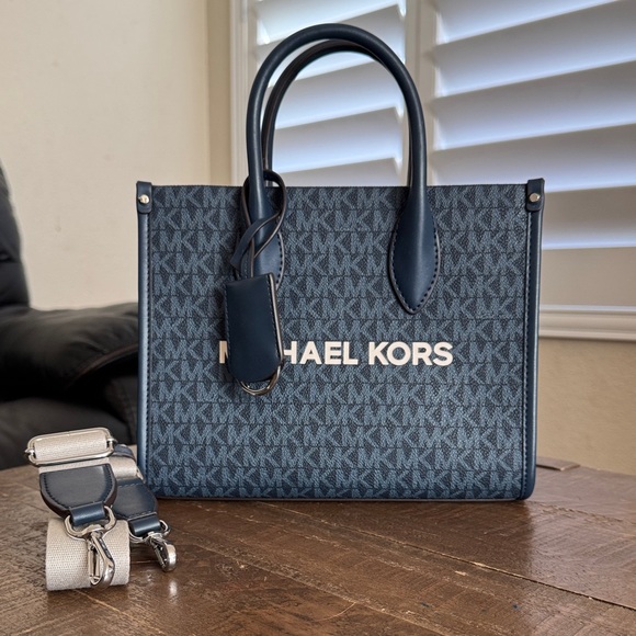 Michael Kors Handbags - Michael Kors Small Mirella Admiral Blue Monogram Crossbody Handbag